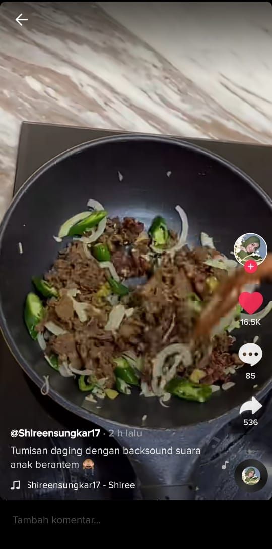 Shireen Sungkar bagikan video memasak tumisan daging (TikTok @shireensungkar17)