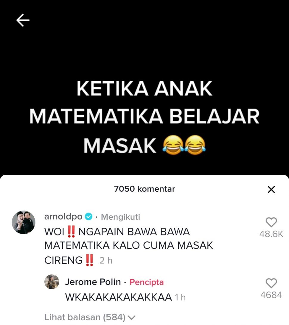 Jerome Polin masak bahas matematika, chef arnold emosi (TikTok @jeromepolin98)