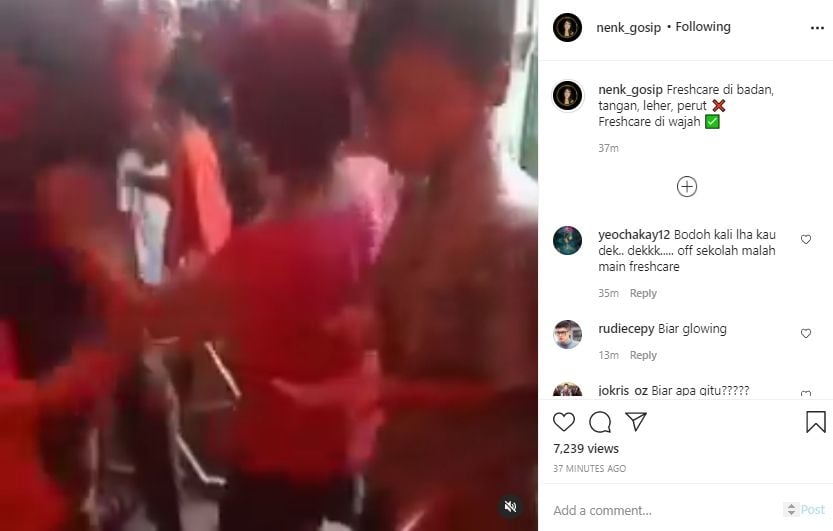 Video bocah usapkan cairan diduga minyak angin ke wajah. (Instagram/nenk_gosip)