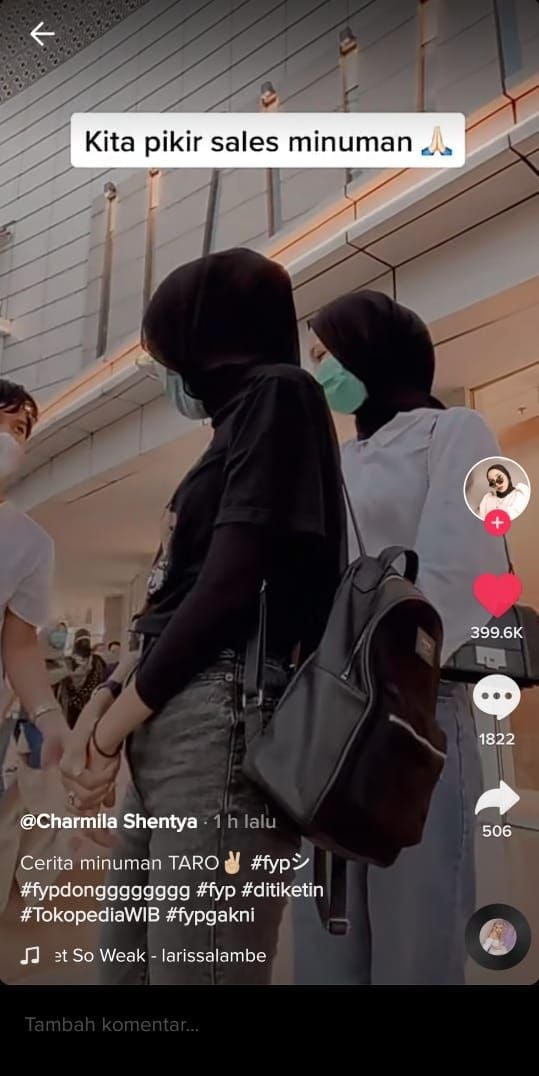 Diberi minuman saat buat video TikTok di tempat umum (Tiktok @cshentya)