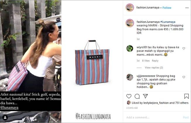 Luna Maya ternyata pakai tas belanja seharga jutaan. (Instagram/@fashion.lunamaya)