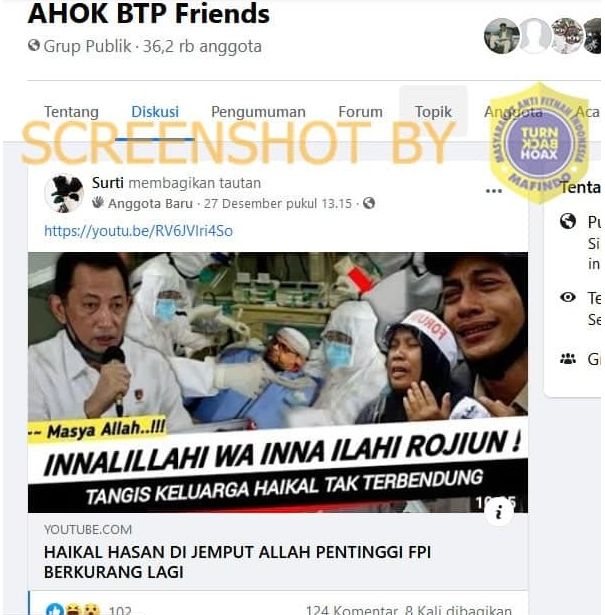 Cek Fakta Haikal Hassan Dijemput Allah (Turnbackhoax.id).