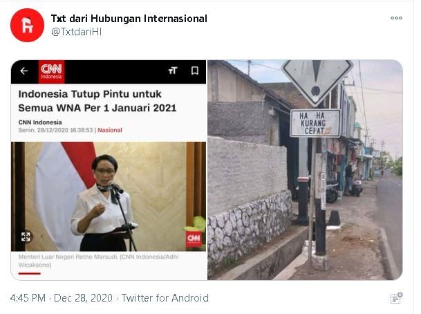 Viral Meme Tanggapi Indonesia Tutup Pintu untuk WNA: Haha Kurang Cepat