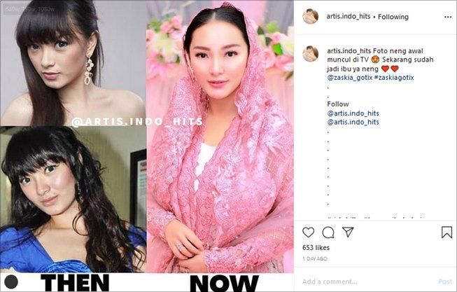 Perbandingan penampilan dulu dan sekarang Zaskia Gotik. (Instagram/@artis.indo_hits)