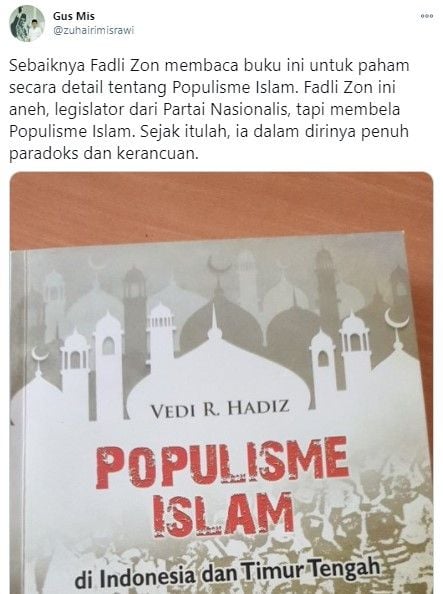 Gus Mis sebut Fadli Zon penuh paradoks dan kerancuan (Twitter/zuhairimisrawi)