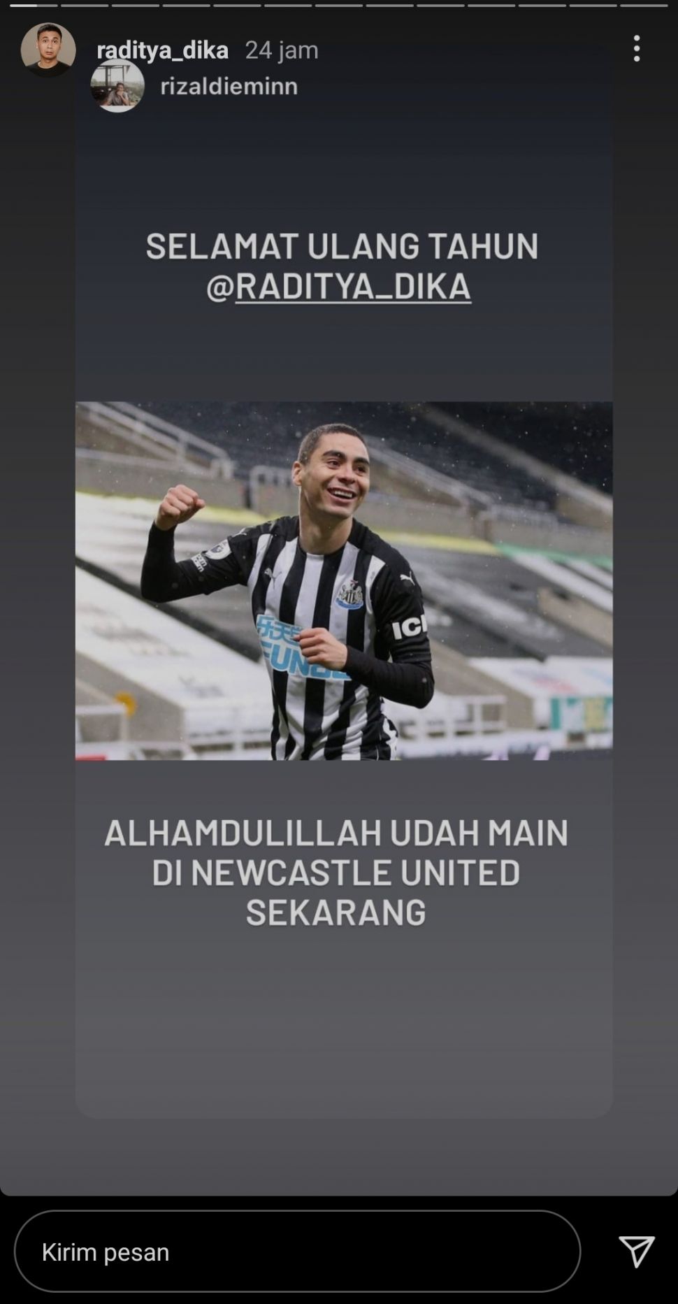 Raditya Dika dibilang mirip Miguel Almiron. (Instagram/raditya_dika).