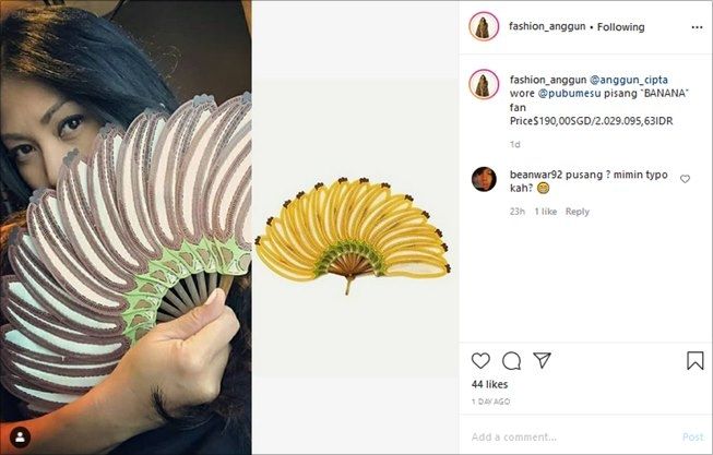 Anggun C Sasmi pakai kipas tangan seharga Rp2 juta. (Instagram/@fashion_anggun)