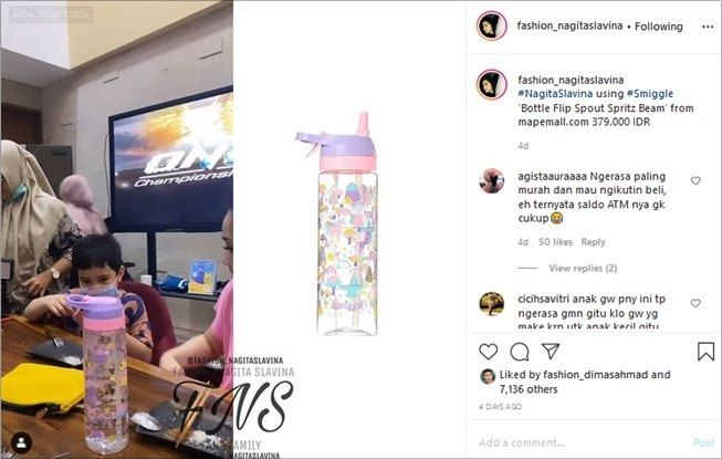 Koleksi botol minum Nagita Slavina yang harganya sultan semua. (Instagram/@fashion_nagitaslavina)