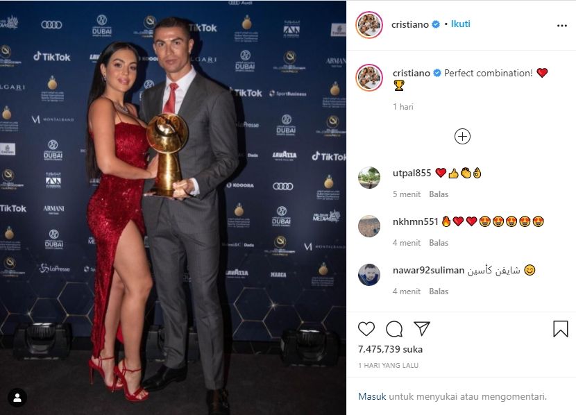 Cristiano Ronaldo mesra dengan Georgina Rodriguez. (Instagram/cristiano)