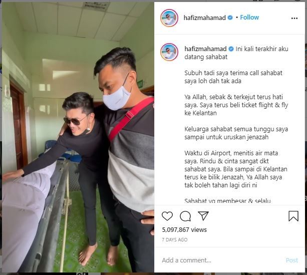 Influencer Hafiz Mahamad Dituduh Membuat Konten dari Pemakaman Sahabat (instagram.com/hafizmahamad)