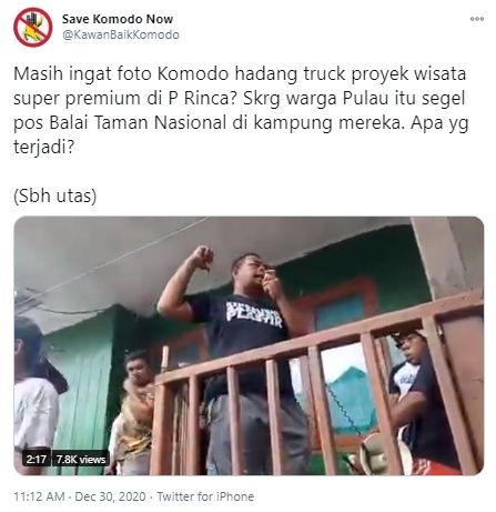 Video warga Rinca segel Pos Balai Taman Nasional Komodo. (Twitter/KawanBaikKomodo)