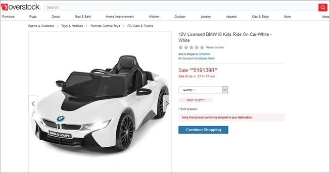 Detail nama dan harga mainan mobil mewah anak Sandra Dewi. (overstock.com)