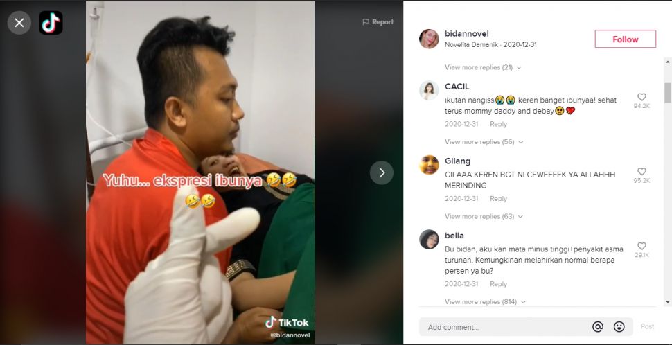 Viral Persalinan Santuy Ibu Muda (TikTok).