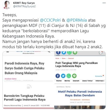 Roy Suryo Curiga Pelaku Pelecehan Lagu Indonesia Raya Tak Cuma Anak Anak