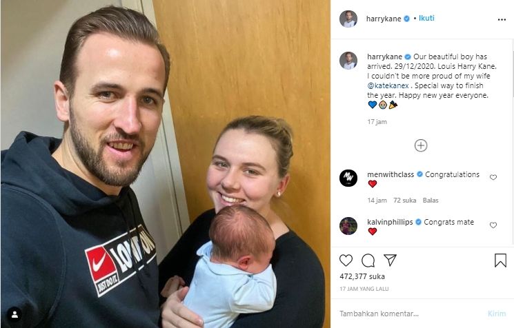 Harry Kane umumkan kelahiran anak ketiga. (Instagram/@harrykane).