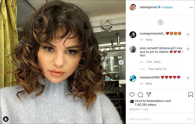 Contoh gaya rambut shag yang pernah dipilih Selena Gomez. (Instagram/@selenagomez)