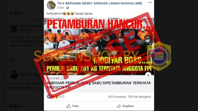 Fakta anggota FPI pemilik sabu 201 kilogram di petamburan (Turnbackhoax.id)