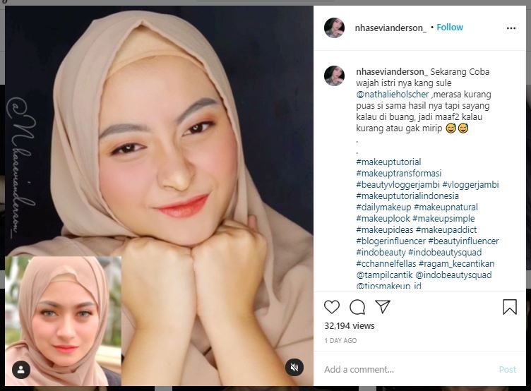 Viral Wanita Jadi Mirip Natalie Holscher Berkat Makeup (instagram.com/nhasevianderson_)