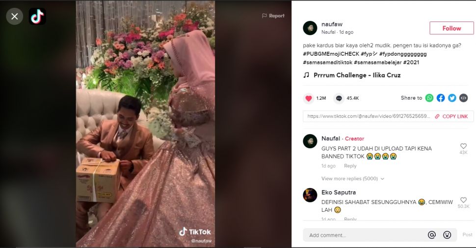 Viral Bungkus Hadiah Pernikahan Super Unik (TikTok).