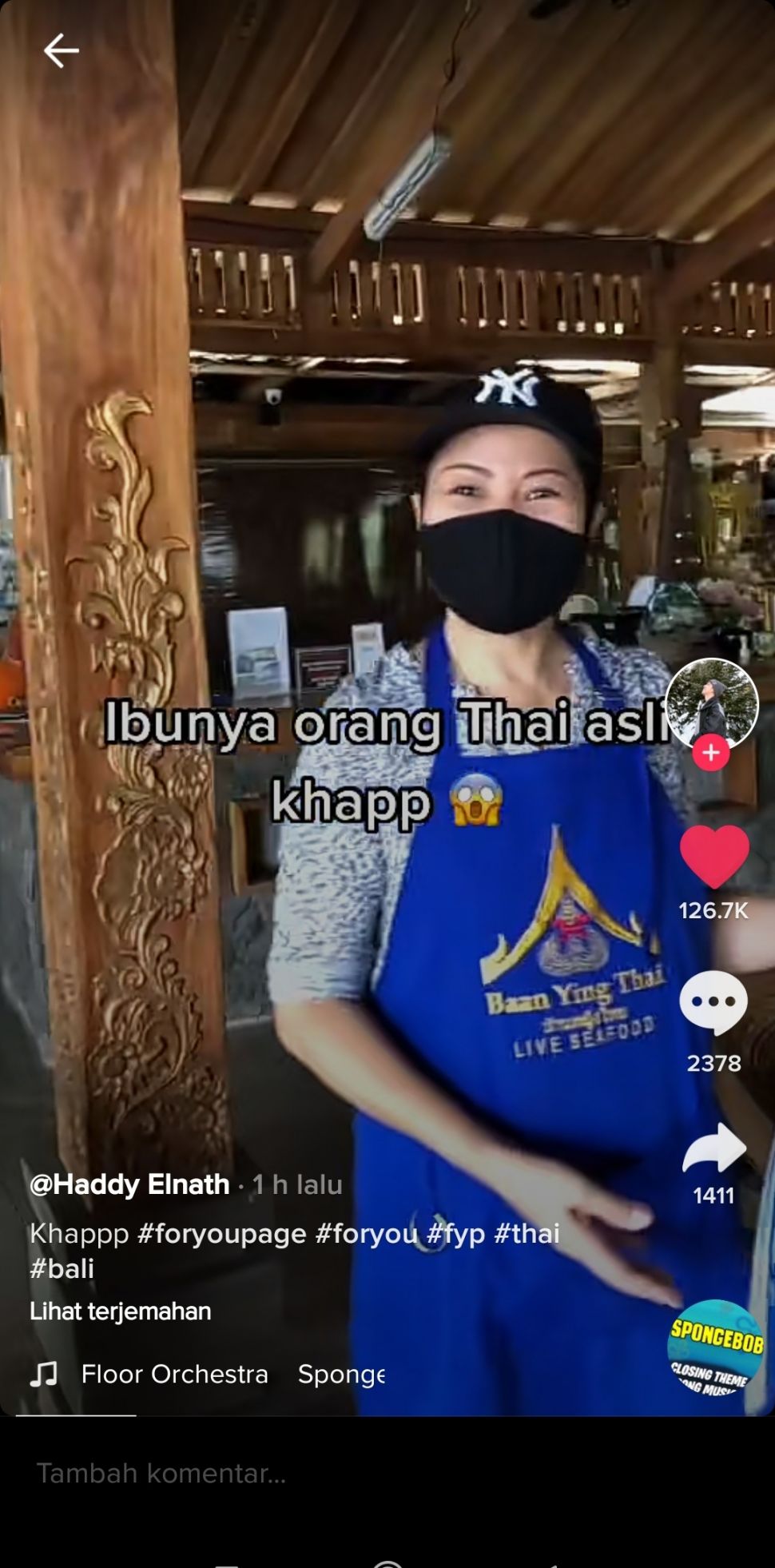 Iseng bicara Thailand, ternyata pelayannya orang asli Thailand (TikTok @haddyelnath)