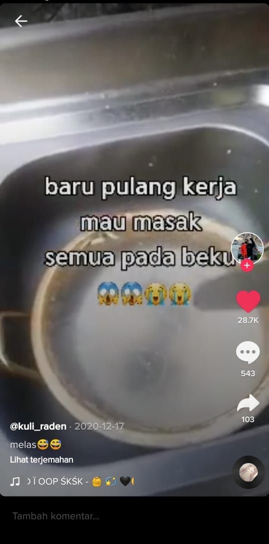 Peralatan makan ini membeku saat ditinggal kerja (TikTok @syahrulwiyant)