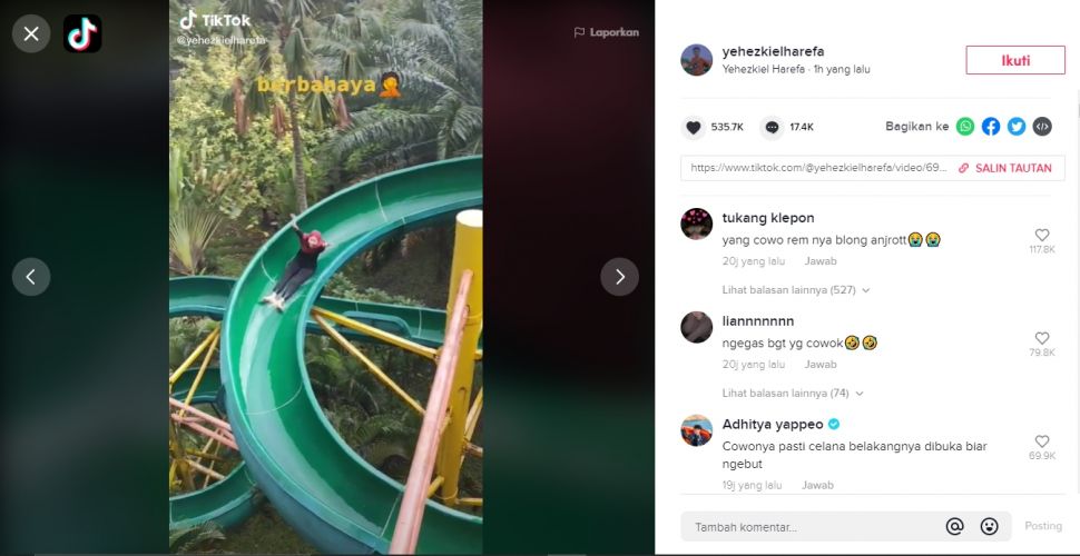 Viral Video Cewek Main Perosotan, Endingnya Bikin Ngilu (TikTok).