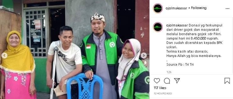 Bocah berjaket ojol yang bantu ayahnya.(Instagram/@ojolmakassar)