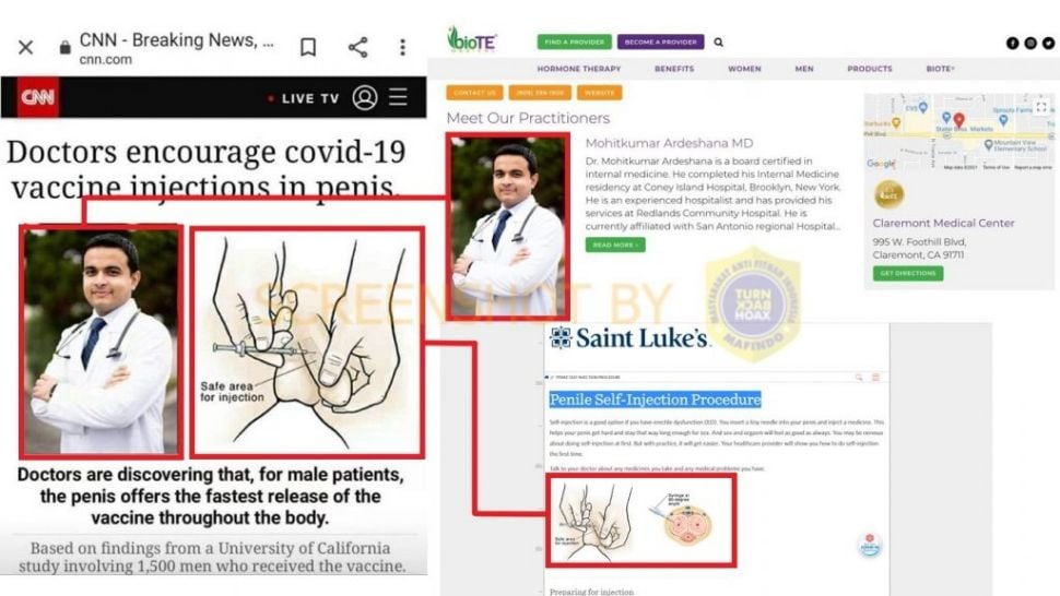 Fakta vaksin covid-19 disuntik di alat kelamin pria (Turnbackhoax.id)