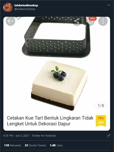 Jual Cetakan Kue via Online, Keterangan Produk Ini Malah Bikin Emosi. (Twitter/@txtdarionlineshop)