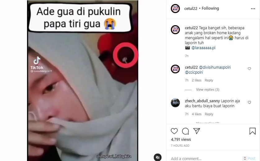 Video ayah tiri lakukan kekerasan terhadap anak. (Instagram/cetul22).