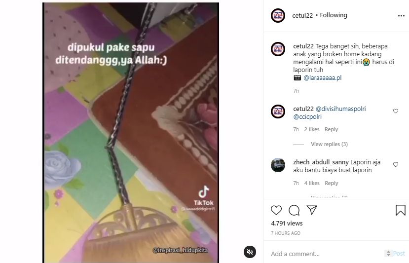 Video ayah tiri lakukan kekerasan terhadap anak. (Instagram/cetul22).