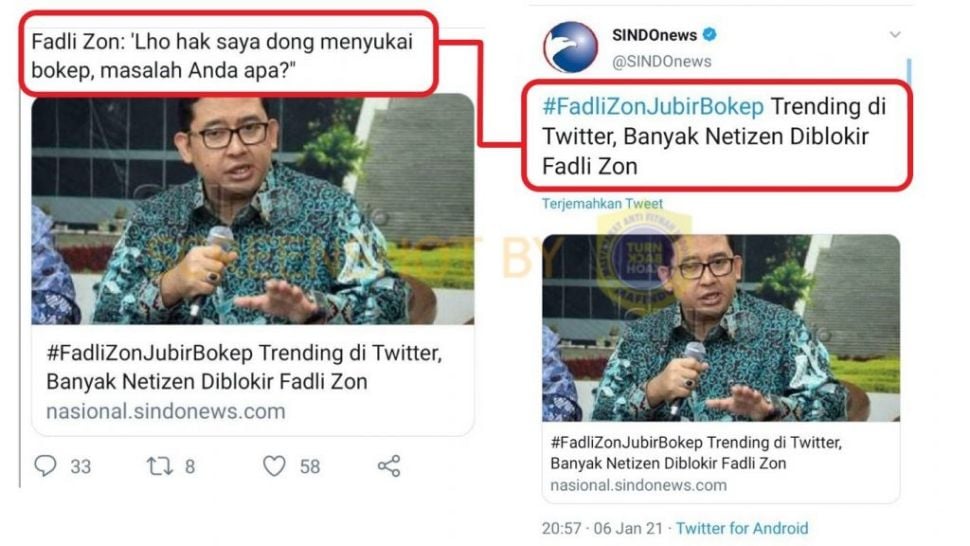 Fakta Fadli Zon ngegas sebut punya hak menyukai bokep (Turnbackhoax.id)