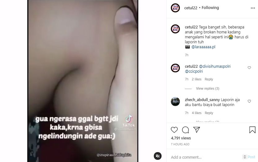 Video ayah tiri lakukan kekerasan terhadap anak. (Instagram/cetul22).