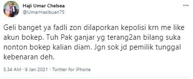 Gus Umar ungkit Ganjar akui suka nonton video porno (Twitter/umarhasibuan75)