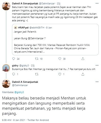 Jubir Menhan ungkap alasan Prabowo mau jadi Menhan (Twitter/dahnilanzar)