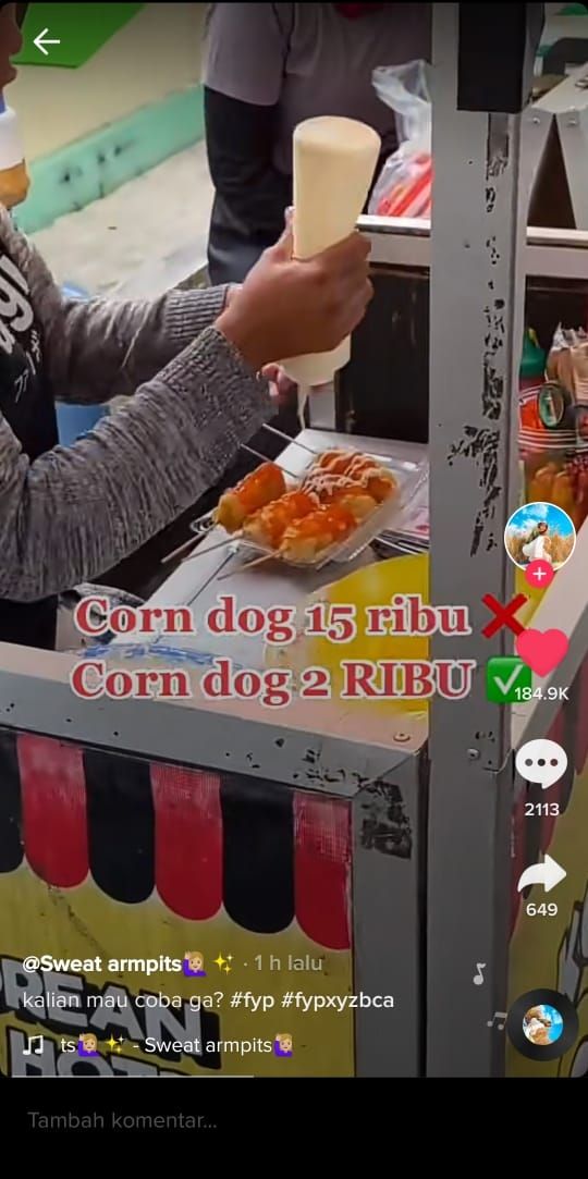 Corn dog Rp 2 ribu di Klaten (TikTok @risyarunia)