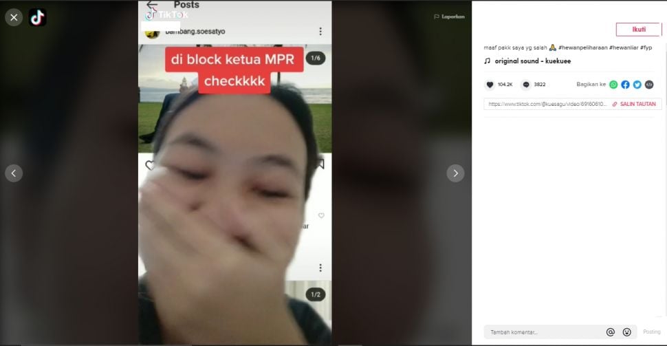 Bukan Cuma Melanie dan Manohara, gadis ini juga ngaku diblok Ketua MPR (TikTok).