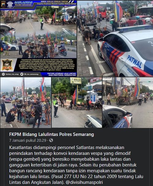 Razia Vespa gembel jadi sorotan. (Facebook)