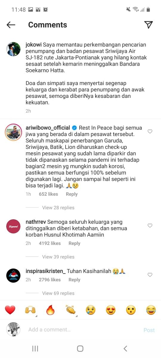 Komentar Ari Wibowo di Instagram Jokowi [Instagram/@jokowi]