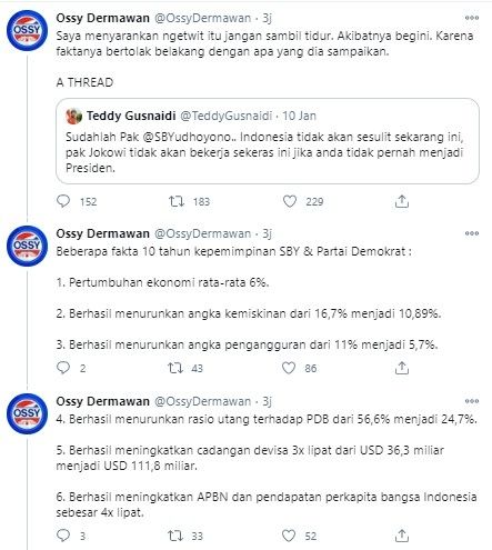 Ossy balas tudingan Teddy PKPI soal SBY (Twitter/ossydermawan)