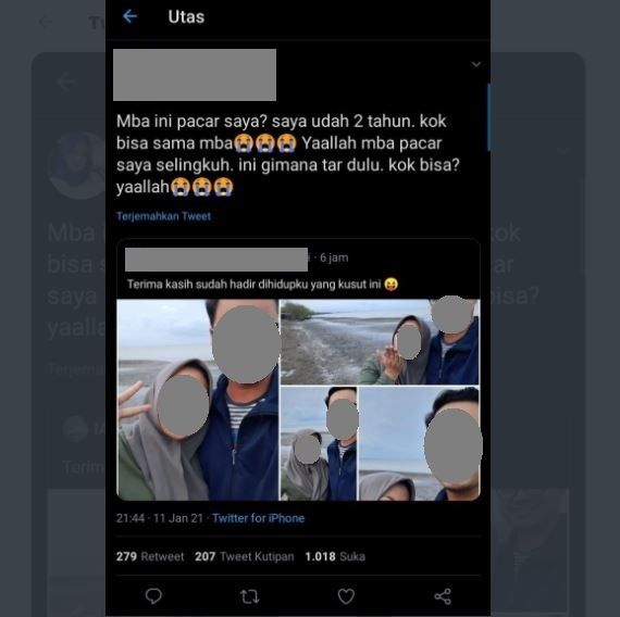 Viral Pacar Ketahuan Selingkuh Lewat Media Sosial (twitter.com/AREAJULID)