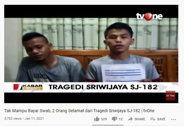 Lolos dari maut pesawat Sriwijaya Air karena tak mampu bayar tes PCR (Youtube/tvonenews)