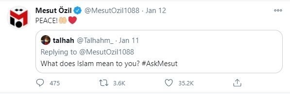 Cuitan Mesut Ozil saat ditanya tentang islam. (Twitter/@MesutOzil1088)