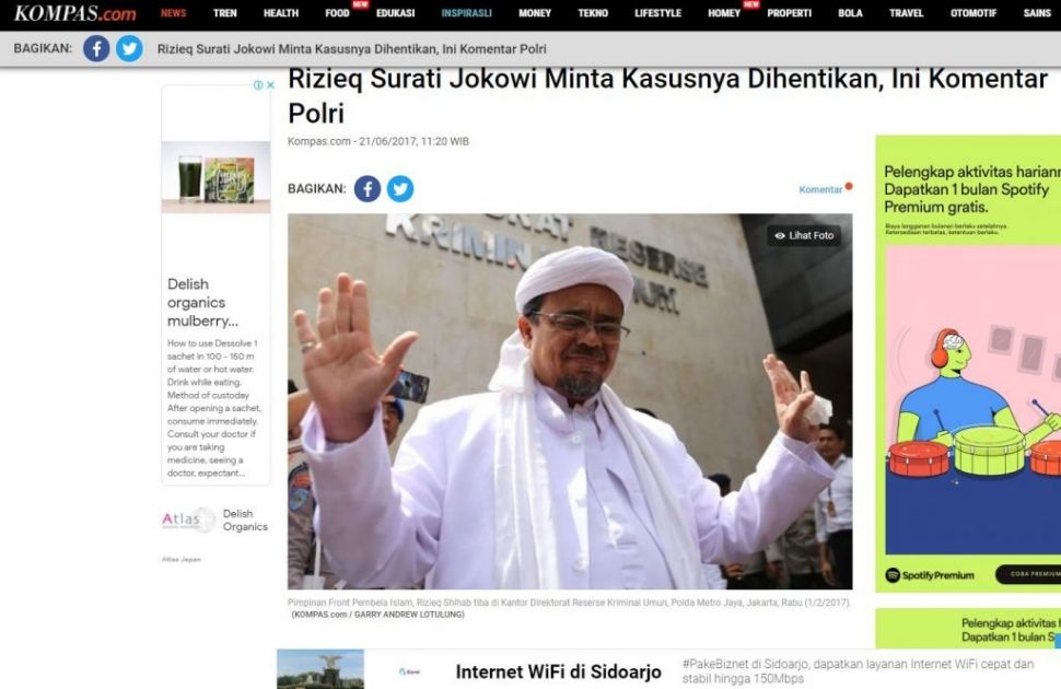 Fakta Rizieq surati Jokowi minta kasusnya dihentikan (turnbackhoax.id)