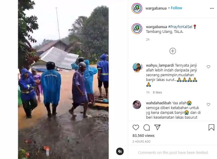 Video detik-detik rumah warga tergerus air banjir. (Instagram/wargabenua)