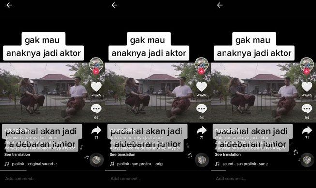 Arya Saloka ogah anaknya jadi aktor. (TikTok/@sunprolink)