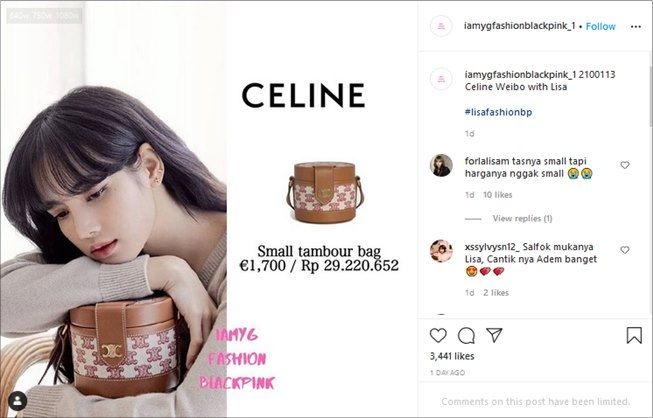 Tas Lisa BLACKPINK harganya Rp29 juta, bentuknya jadi sorotan. (Instagram/@iamygfashionblackpink_1)