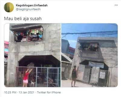 Viral warung antimainstream buka di lantai atas (Twitter/@kegblgnunfaedh.)