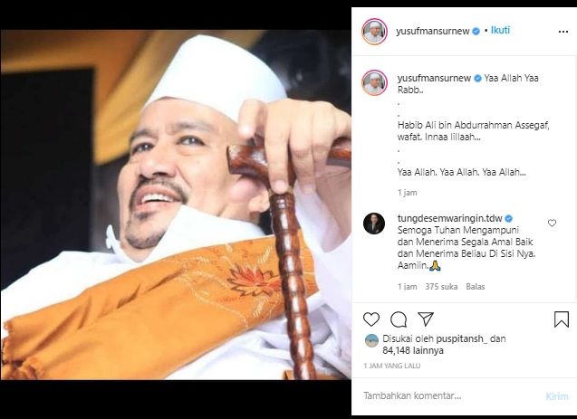 Habib Ali bin Abdurrahman Assegaf Meninggal Dunia (Instagram/UstazYusufMansur).