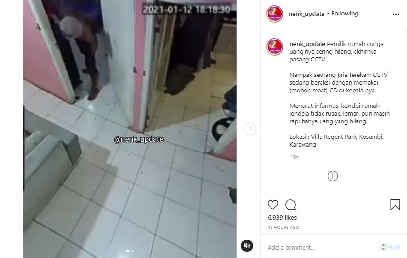 Video maling beraksi pakai celana dalam. (Instagram/nenk_update)